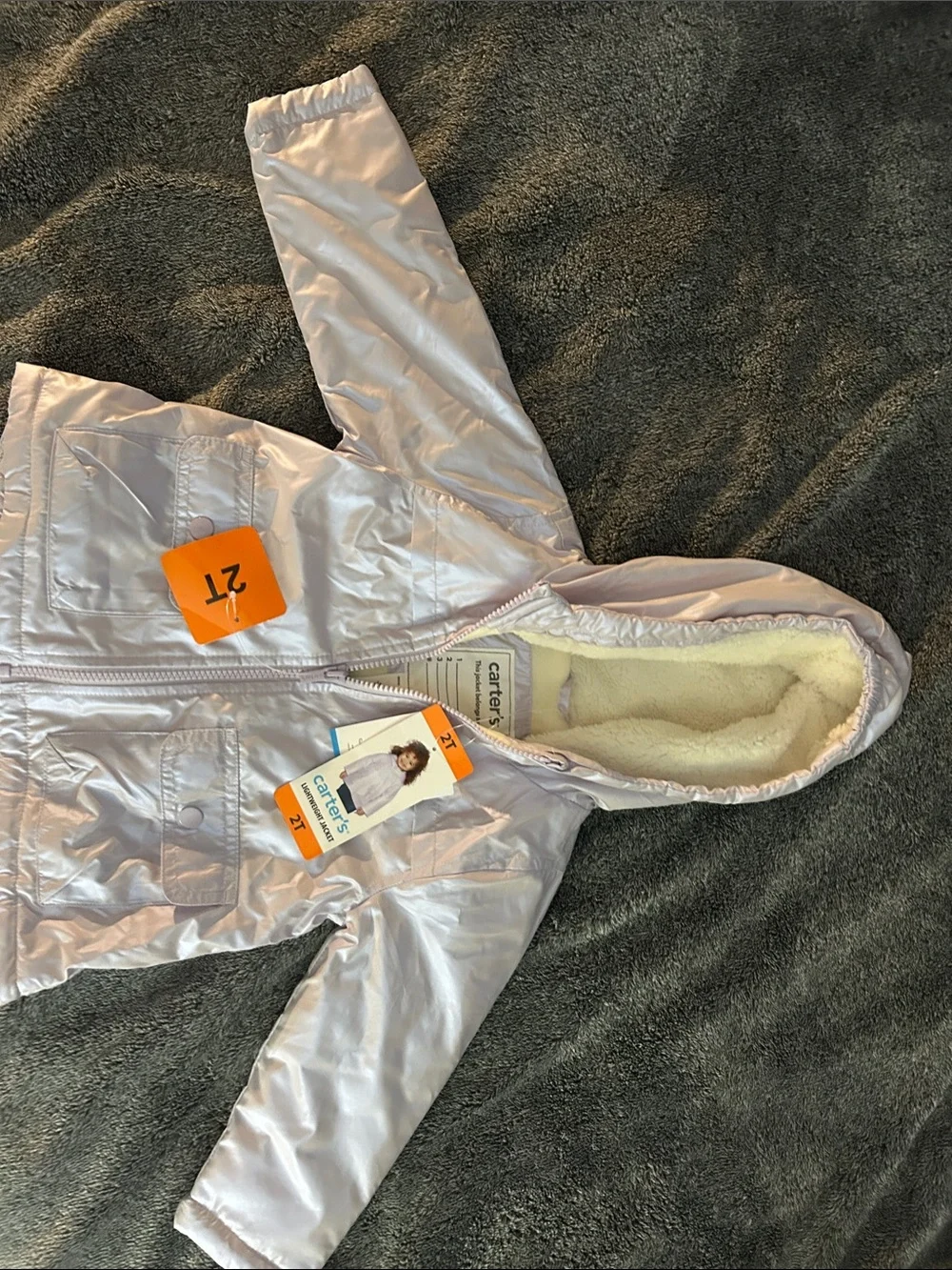 Carter's Shimmery Lavender Hooded Puffer Jacket